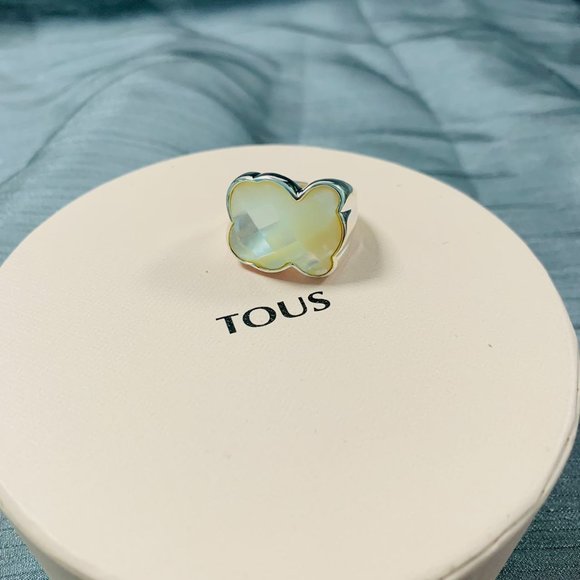 TOUS Ring Silver TOUS Color Ring with faceted mother-of-pearl Women Jewelry 56# - Picture 12 of 14